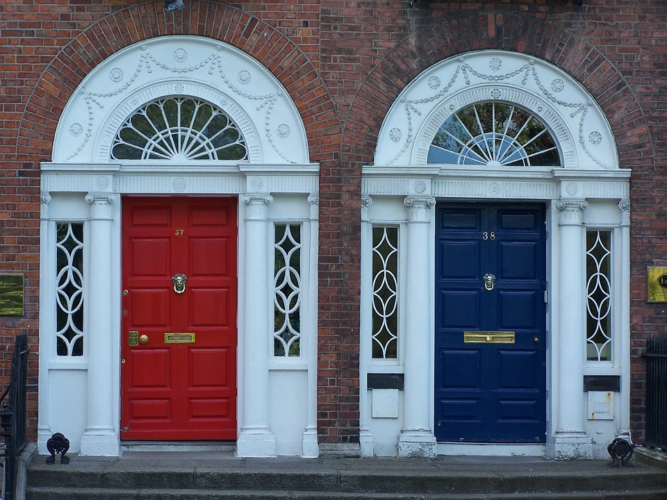 red and blue door